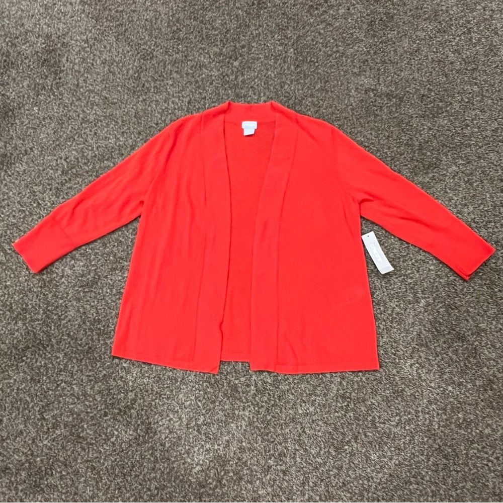 CHICO’S Cardigan Sweater Perfect Layer Cardi Women’s 1 (M) NWT Flame Scarlett